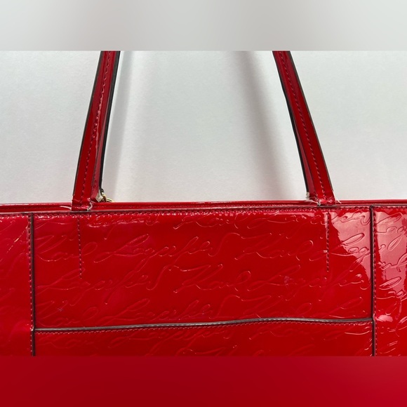 KARL LAGERFELD Red Paris Signature Shoulder Tote Bag Charm Purse Bag. - Picture 6 of 15